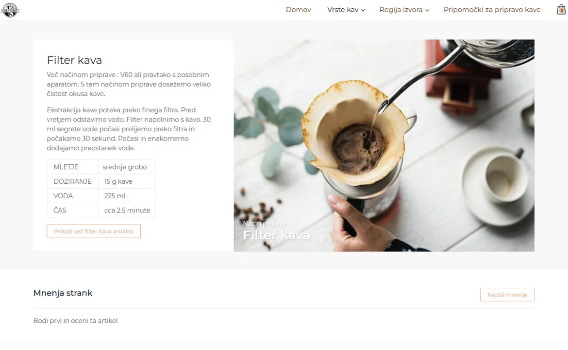 Svet kave: Svet akve usage instructions on the product page