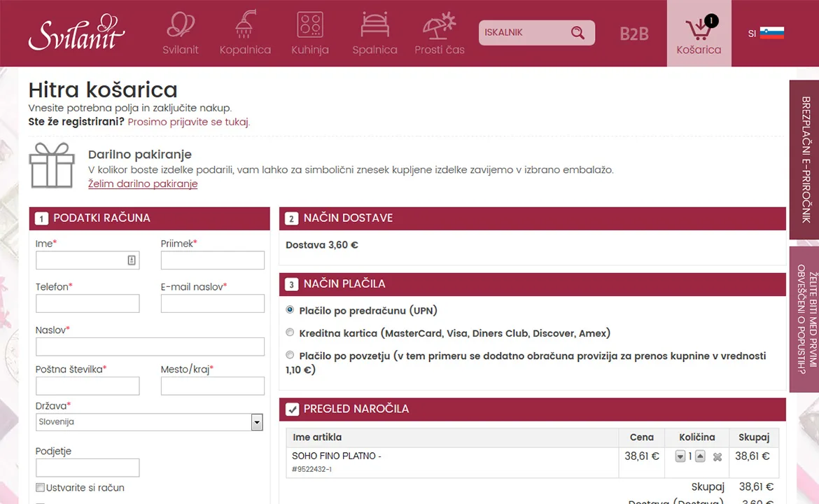 Svilanit: Svilanit checkout