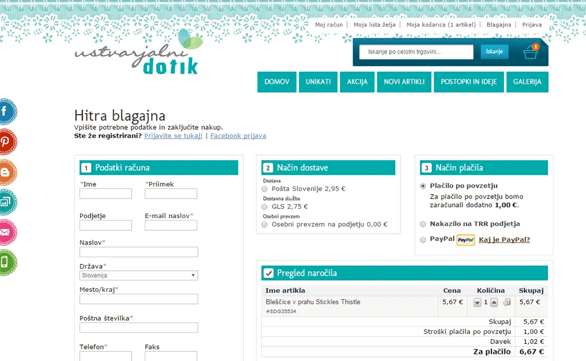 Ustvarjalnidotik: Ustvarjalnidotik.si - checkout