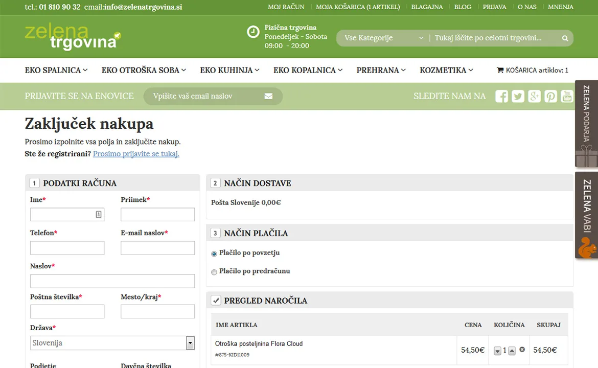 Zelena trgovina: Zelena trgovina checkout