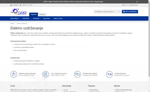 Spletna stran s predstavitvijo storitve