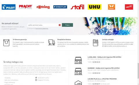Širok izbor informacij v nogi strani
