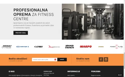 Prikaz noge strani in blagovnih znamk na vstopni strani