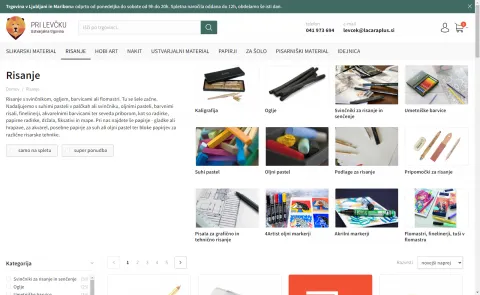 Prikaz podkategorij in informacij na kategoriji