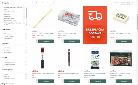 Možnost filtriranja in prikaza oglasa med artikli kategorije