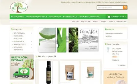 Eko-Planet spletna trgovina z bio prehrano - vstopna stran