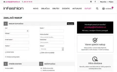 InFashion - zaključek nakupa