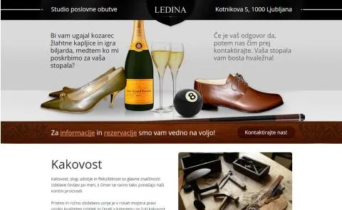 Ledina.eu poslovna obutev - vstopna stran