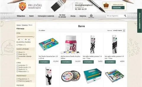 Pri Levčku katalog s filtriranjem po artiklih