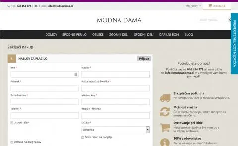 Modna dama zaključek nakupa