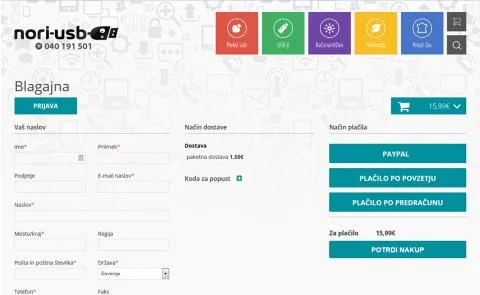 Nori-usb zaključek nakupa