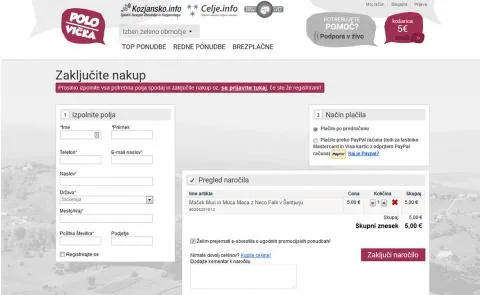 Polovicka.si zaključek nakupa