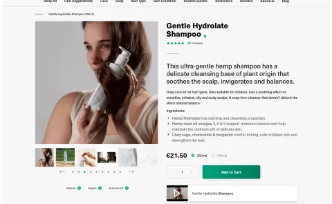 Product page with animated images and videos