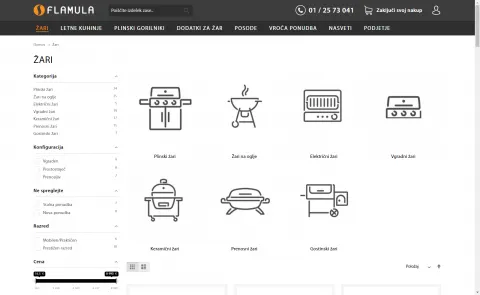 kategorija s podkategorijami in filtri