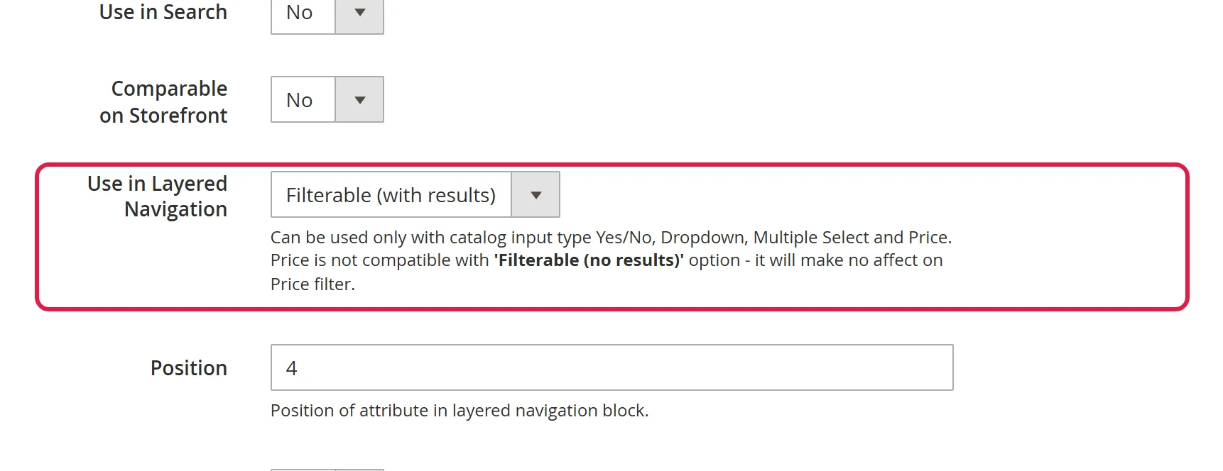 Use in Layered Navigation setting