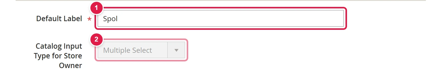 Default Label and Catalog Input Type for Store Owner fields