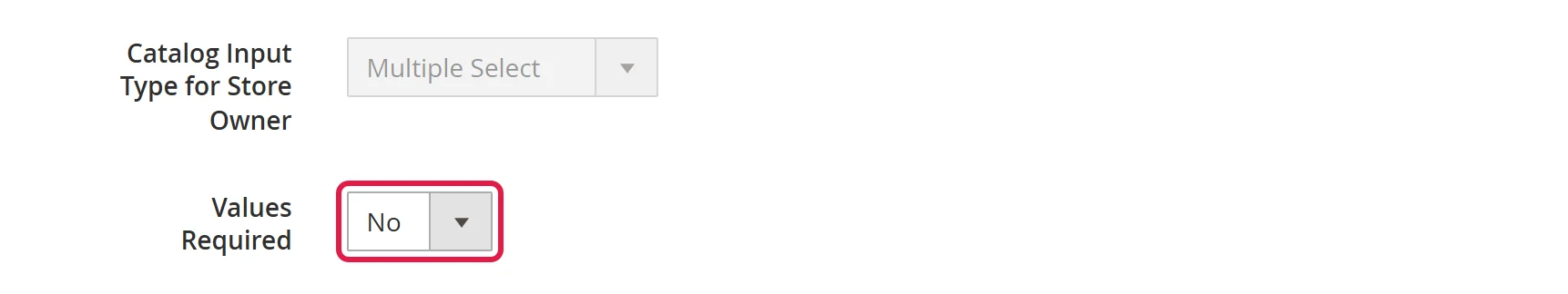 Values Required field on the Properties tab