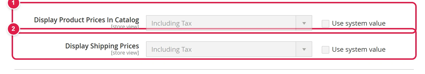 Price display settings