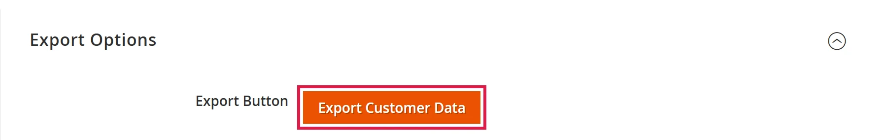 Export Options group with the Export Customer Data button