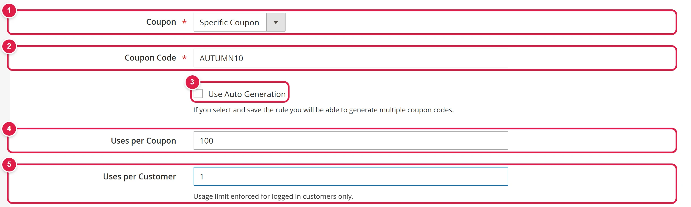 Specific Coupon option and the Coupon Code field