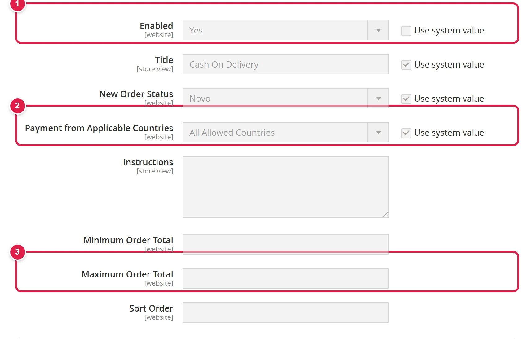 Cash on delivery payment settings