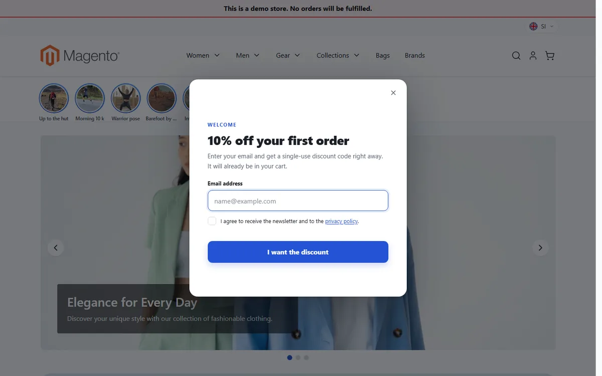 The pop-up with a required consent checkbox above the button