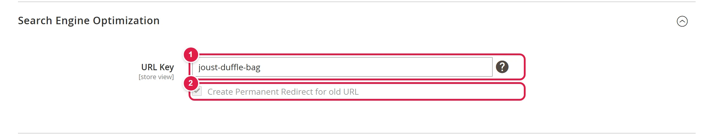 The URL Key field with the Create Permanent Redirect for old URL checkbox