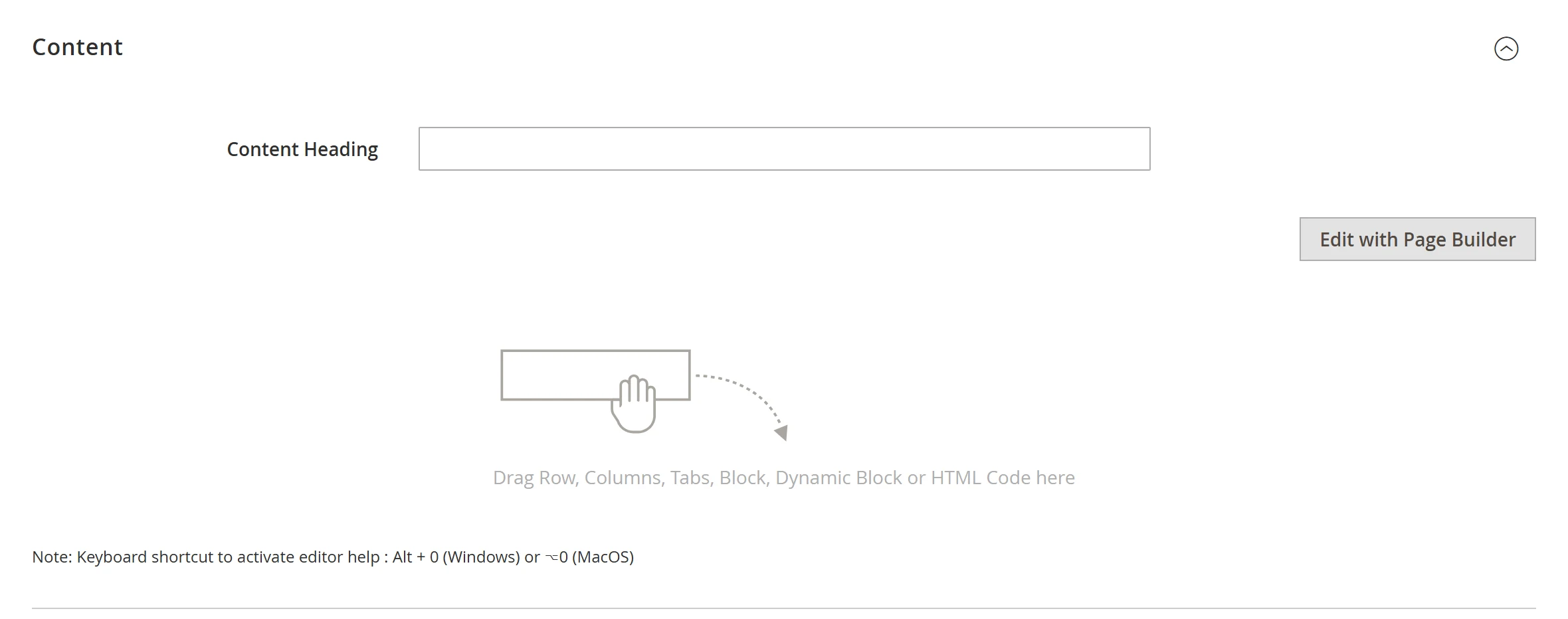 Content section with the editor button