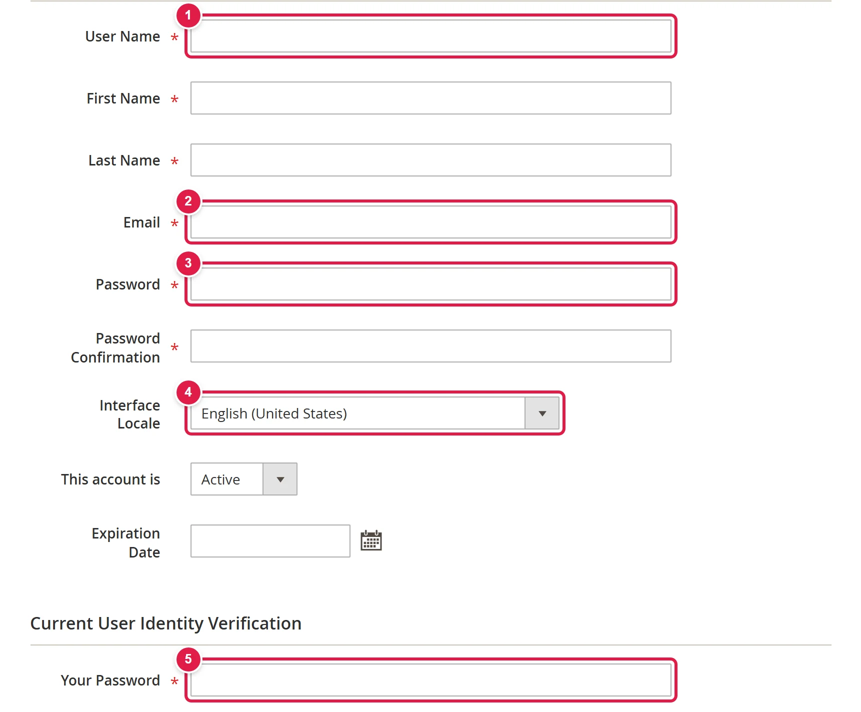 New admin user form
