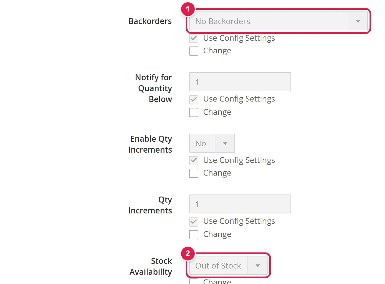 The Advanced Inventory tab on the Update Attributes page