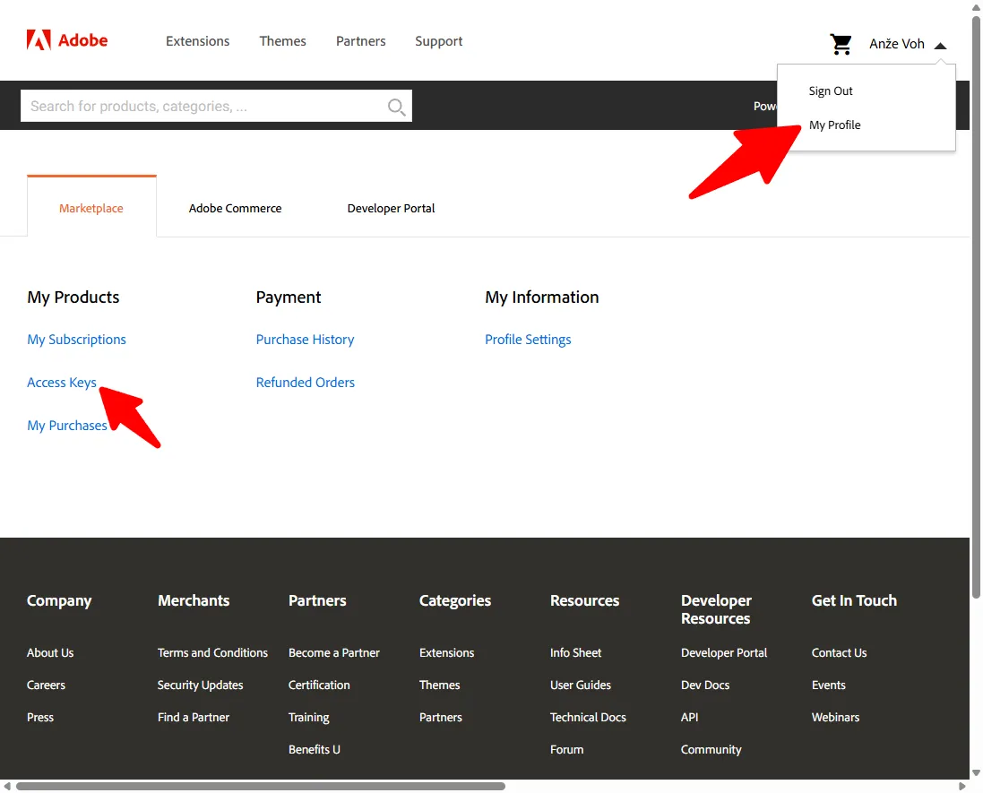 access key magento