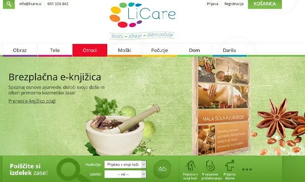 Sale of the online store with natural cosmetics Licare.si
