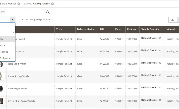 Mass editing of products in Magento online store
